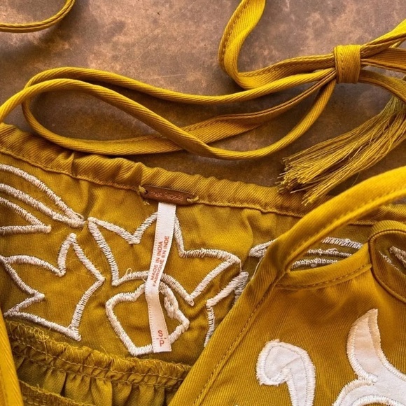 Free People Mustard Yellow Gold and White Detailed Romper - Picture 9 of 14